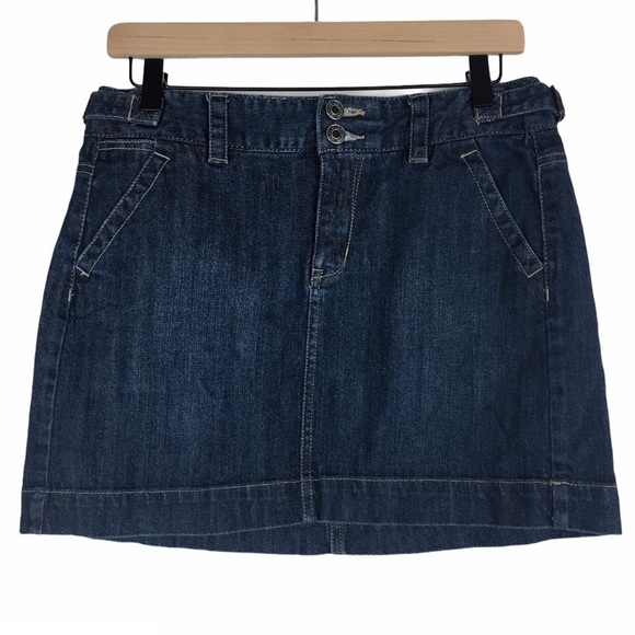 GAP Jeans Mini Skirt Denim Dark Wash Stretch Mean Girls 90s Y2K Style Size 2 - Picture 1 of 9
